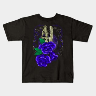 rose blue skull Kids T-Shirt